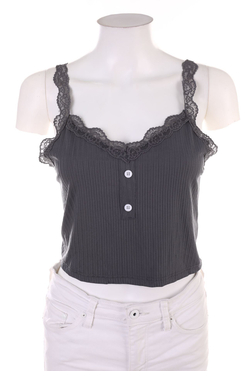 Ohne Label - Crop-Top mit Spitze - XL