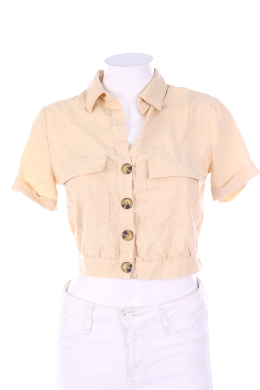 Bershka - Cropped-Kurzarm-Bluse - S