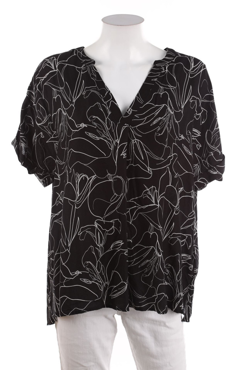 TAKKO - Hemd-Bluse mit kurzem Ärmel mit floralem Muster - D 44-46