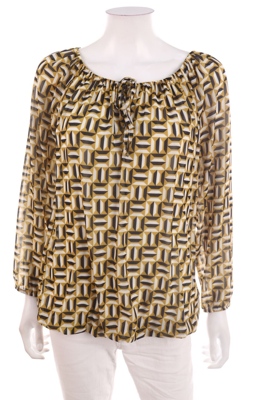 Ohne Label - Carmen-Bluse mit Muster - D 38-40