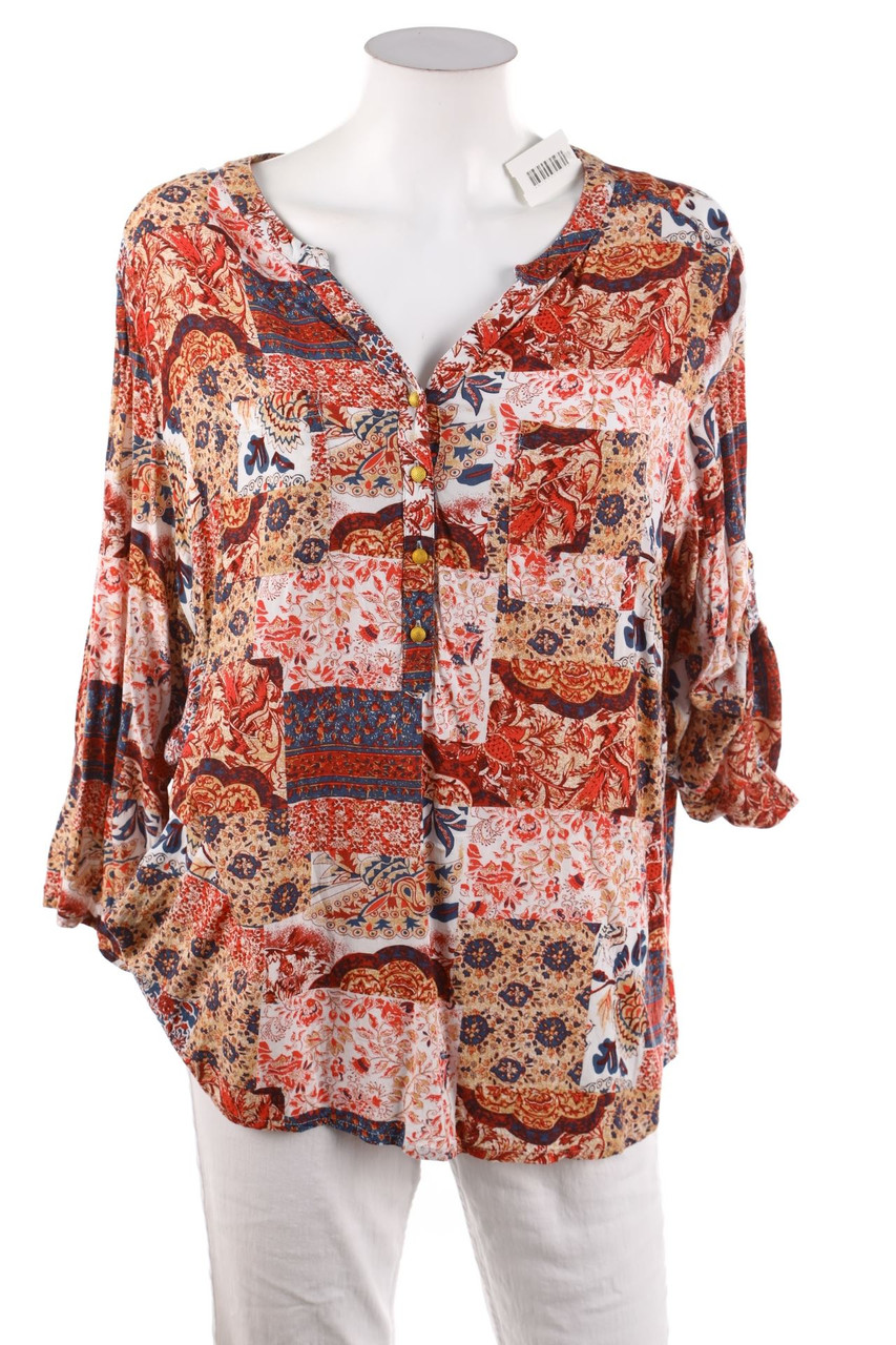 Ohne Label - Hemd-Bluse mit floralem Muster - D 44-46