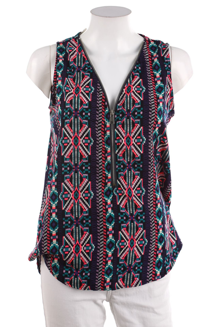 SECONDHAND - Tanktop mit Zipper mit Ethno-Print - D 42