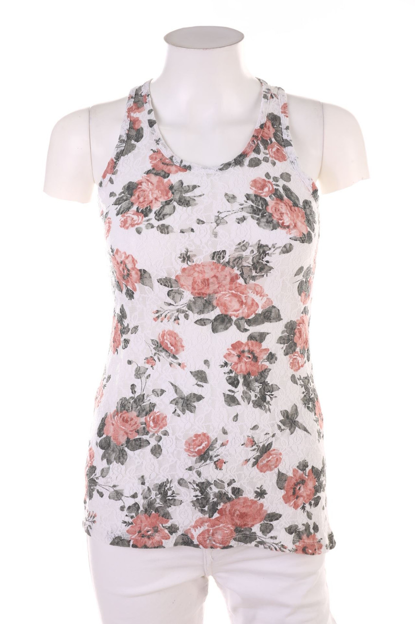 okay - Top aus Spitze mit Blumen-Print - XS