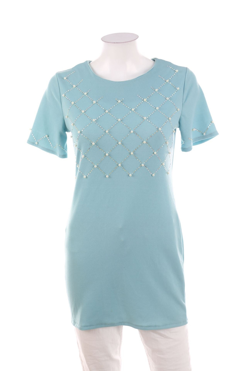 Ohne Label - Kurzarm-Shirt mit Strass-Steinen - D 36