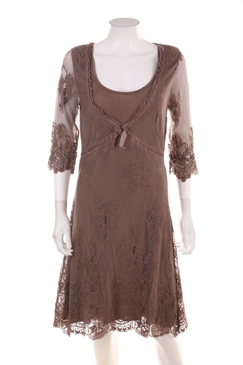 Ohne Label - Kleid im Layer Look mit Spitze - D 40