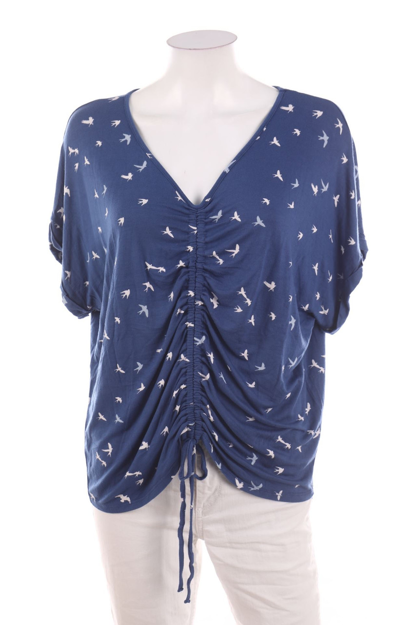 Ohne Label - Kurzarm-Shirt mit Raffungen - D 46