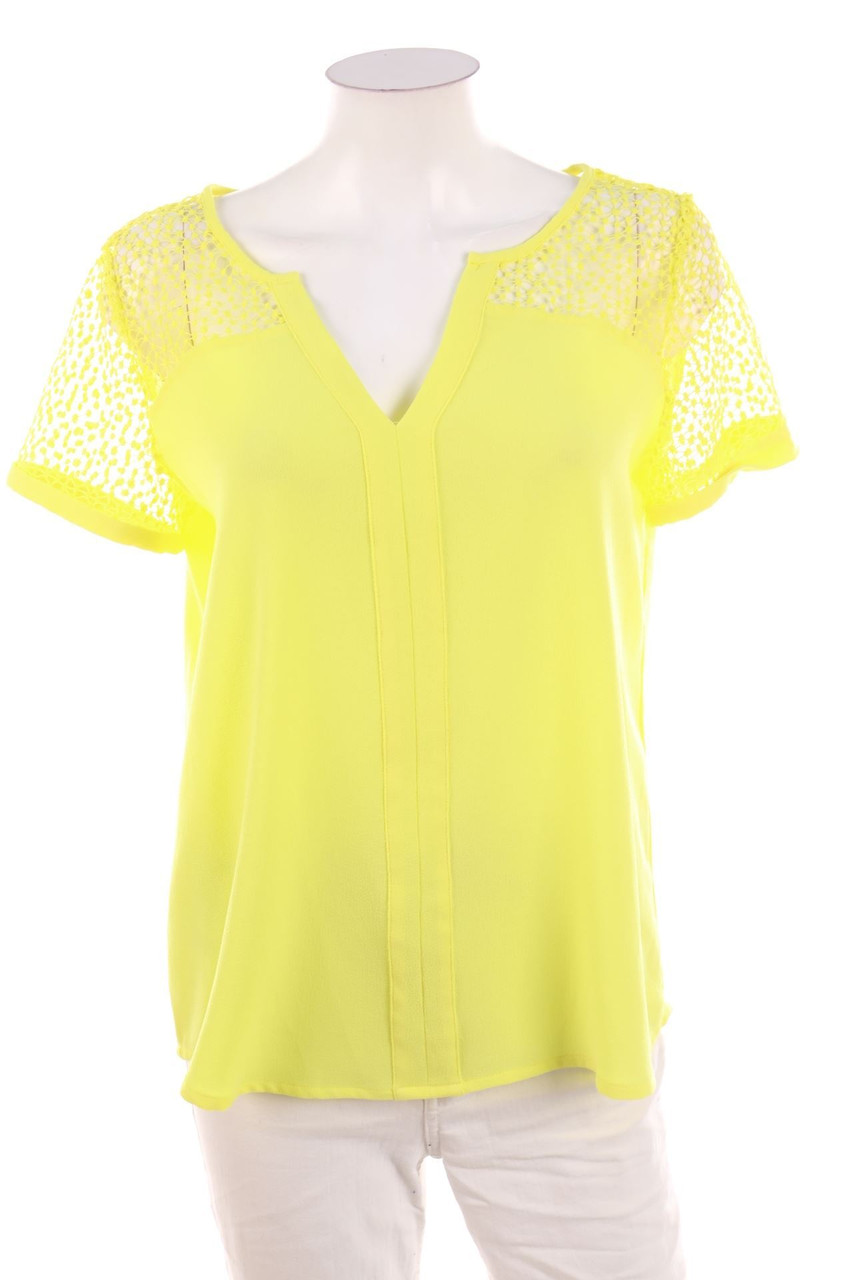 promod - Kurzarm-Bluse mit Spitzen-Einsatz - L