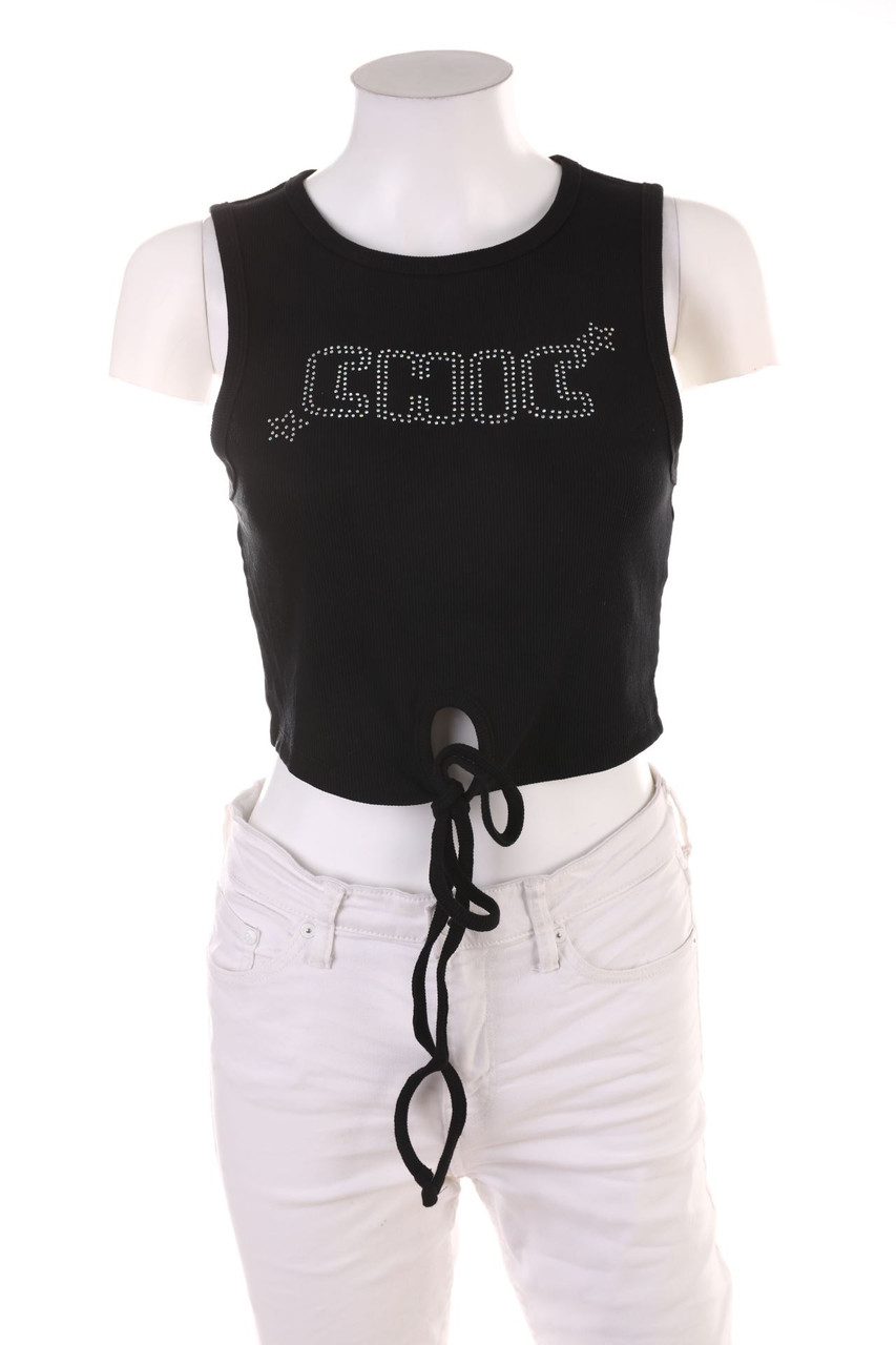 FB SISTER - Crop-Top zum Knoten mit Strass-Steinen - M
