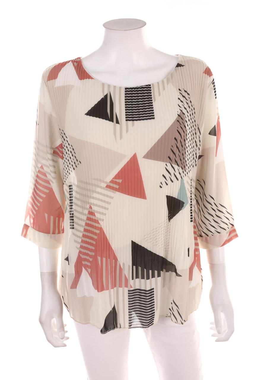 Ohne Label - Plissee-Bluse mit 3/4-Ärmel - D 40