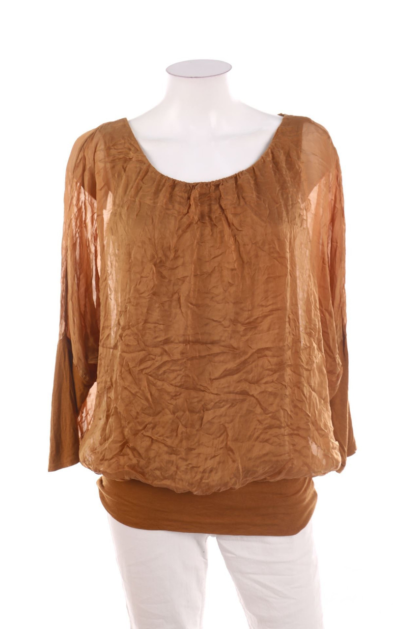 Ohne Label - Bluse mit Batwing-Ärmeln im Layer Look - D 38