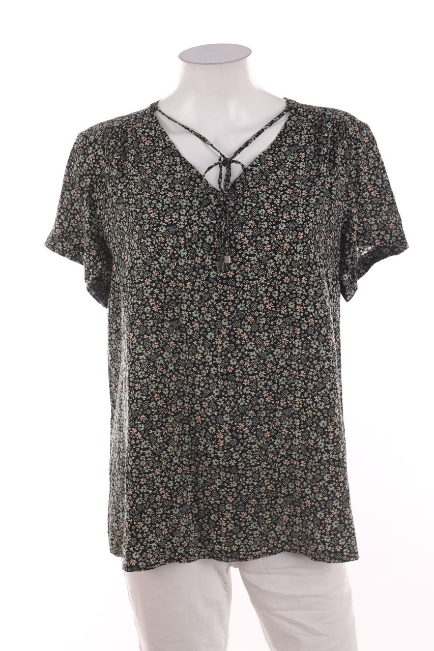 Ohne Label - Kurzarm-Bluse mit Blumen-Print - D 46