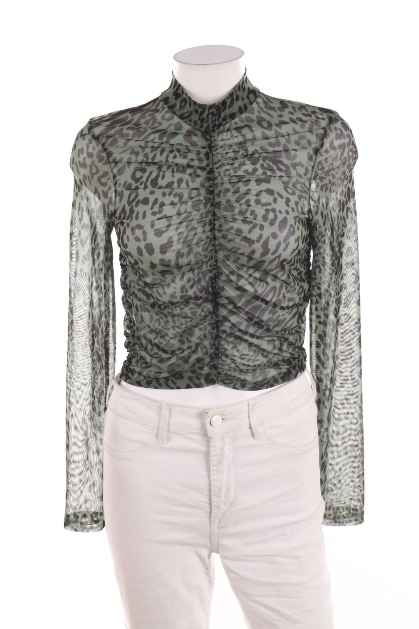 Ohne Label - Longsleeve-Shirt aus Mesh mit Leo-Print - D 32-34