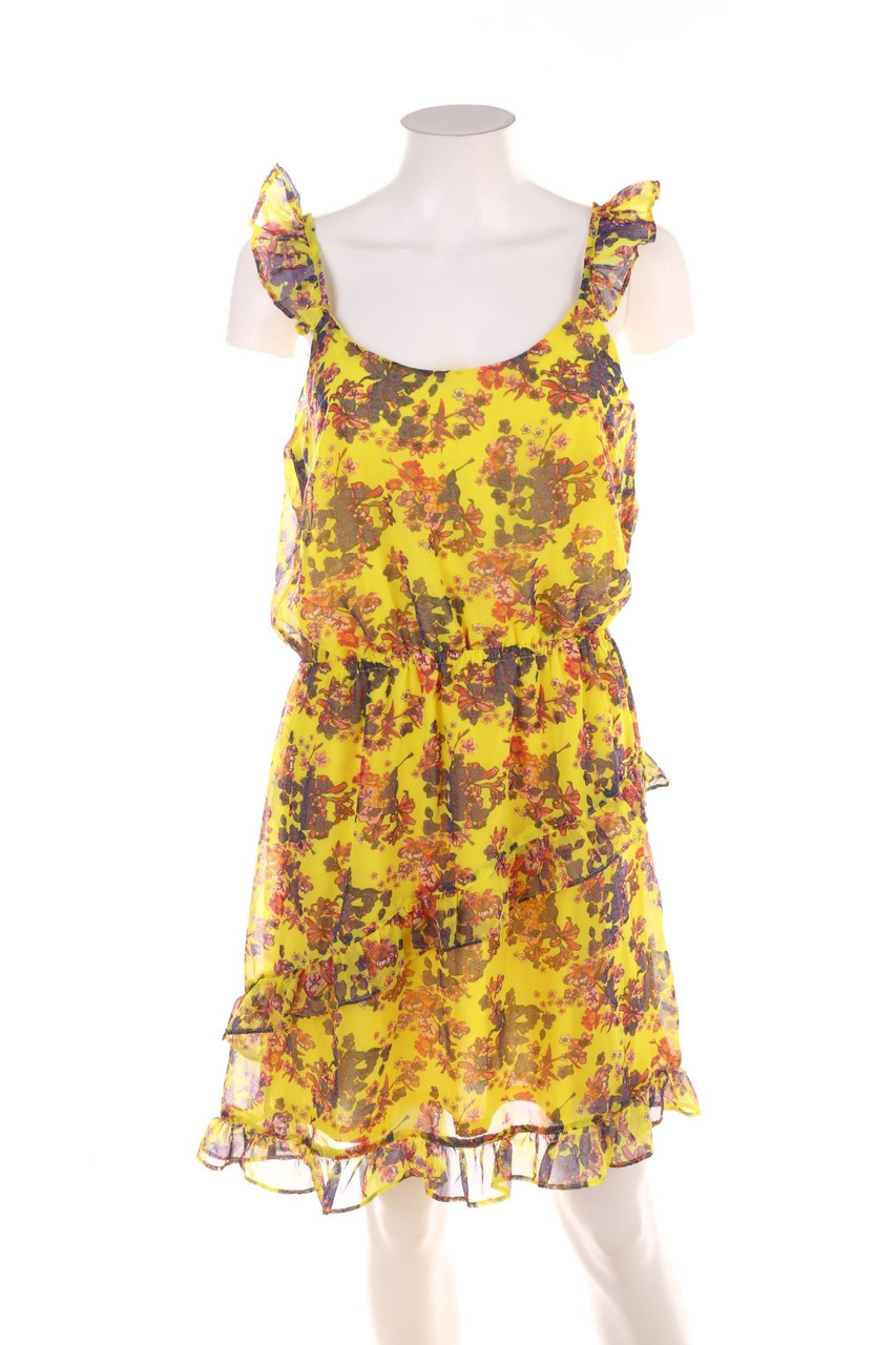 Ohne Label - Volants-Kleid mit Blumen-Print - D 38