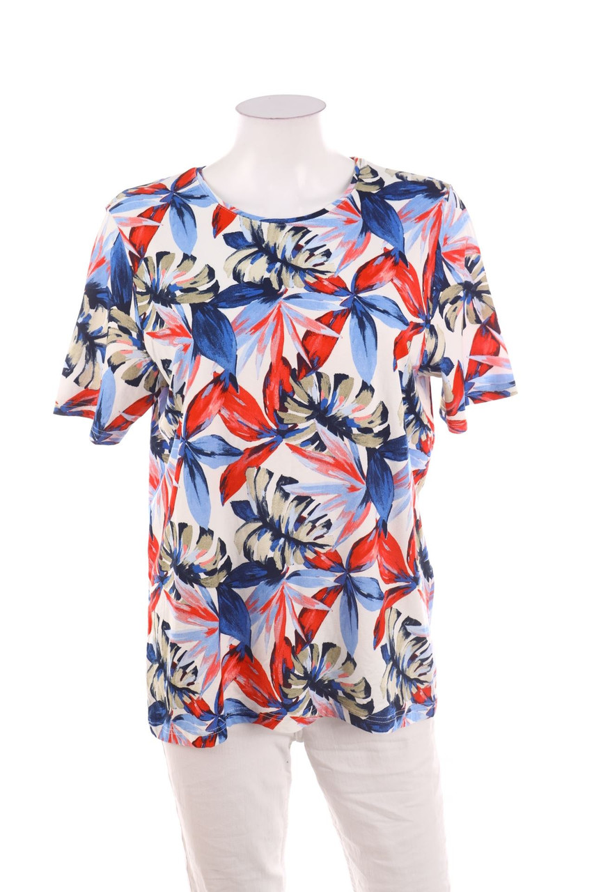 Ohne Label - Kurzarm-Shirt mit floralem Muster - D 40-42