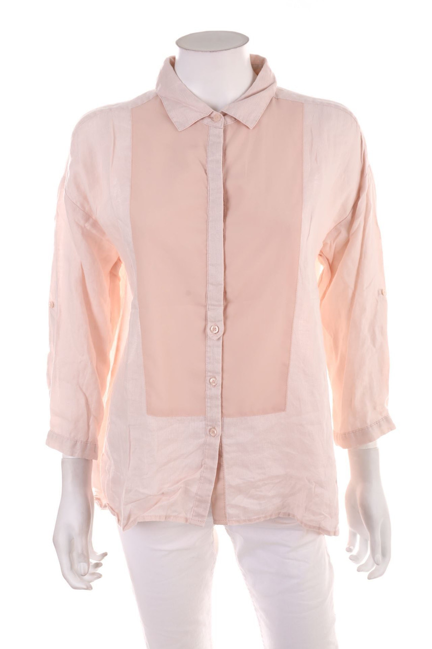 Ohne Label - Hemd-Bluse mit Krempel-Ärmeln - XL