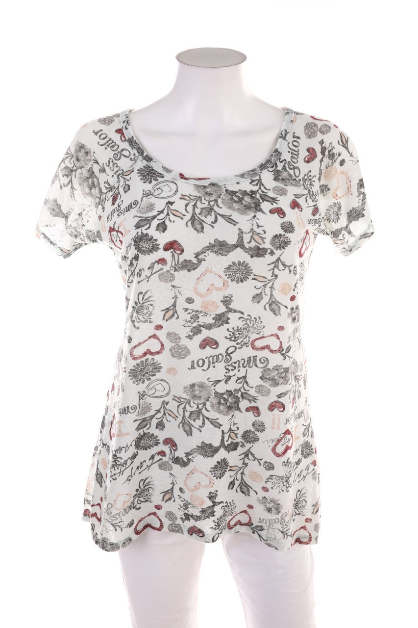 Ohne Label - Kurzarm-Shirt mit Muster - D 38