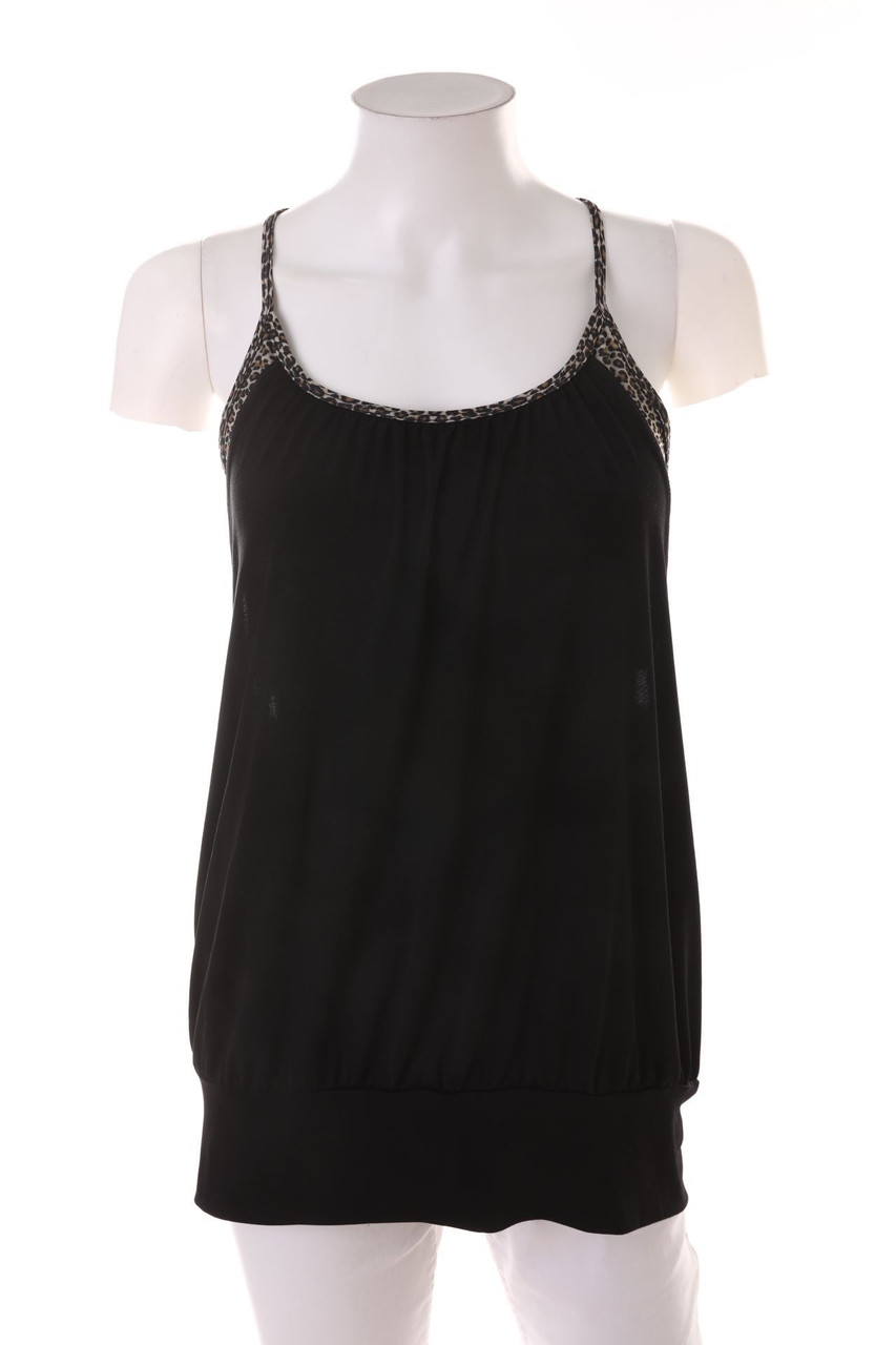 Ohne Label - Racerback-Top im Layer Look mit Leo-Print - D 32