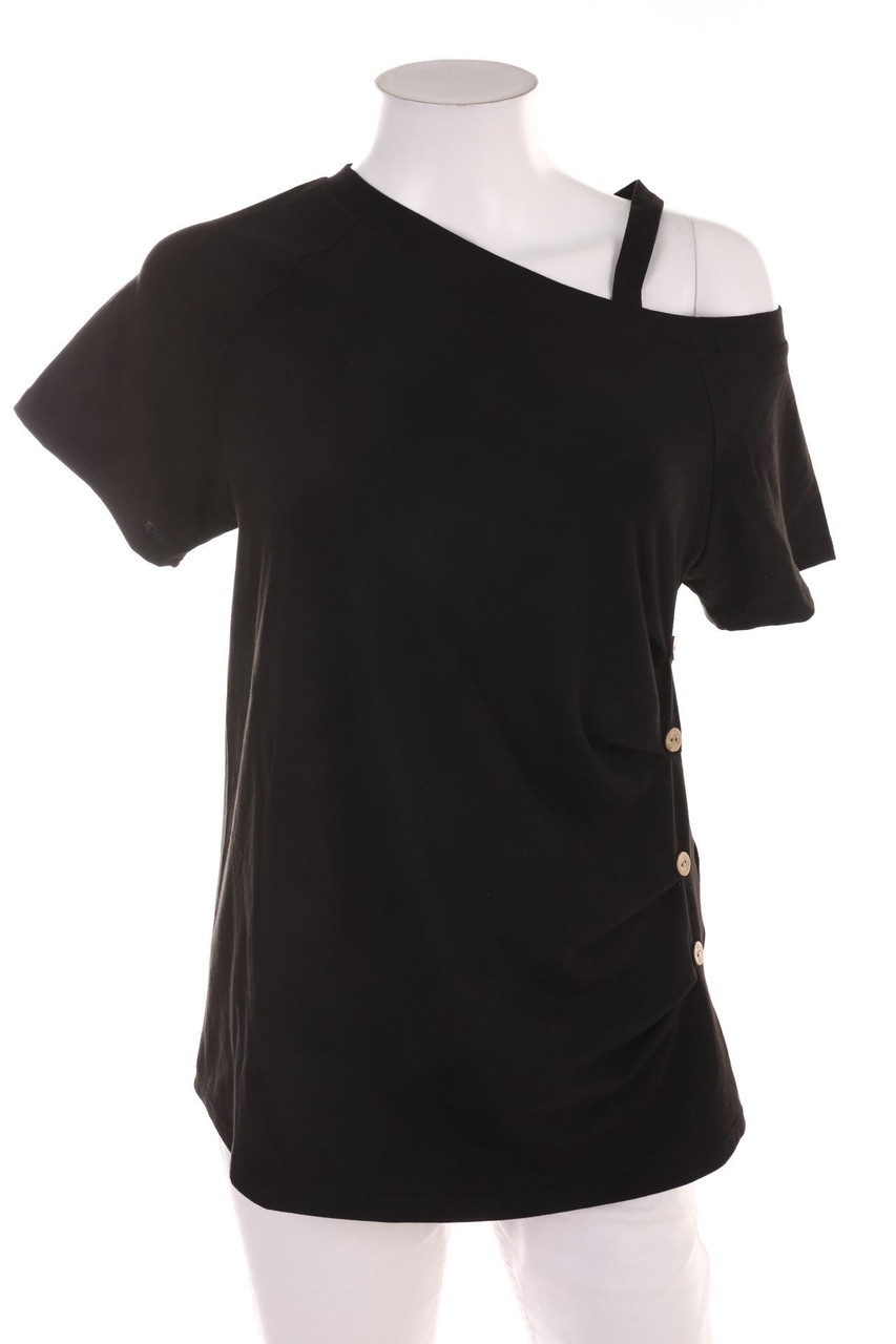 Ohne Label - Kurzarm-Shirt mit Knöpfen - S