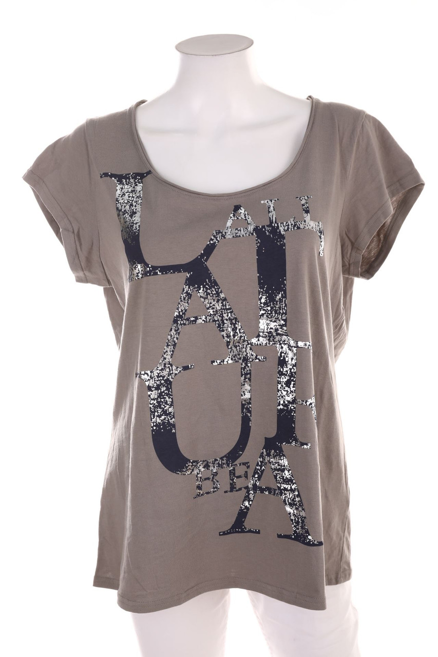 Laura Torelli - Kurzarm-Shirt mit Statement-Print - L