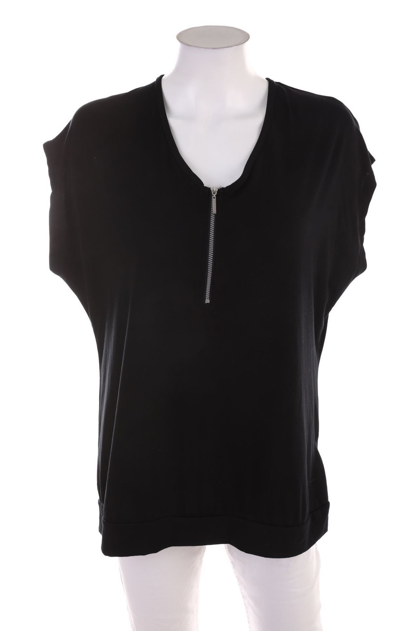 Ohne Label - Kurzarm-Shirt mit Reißverschluss - D 46