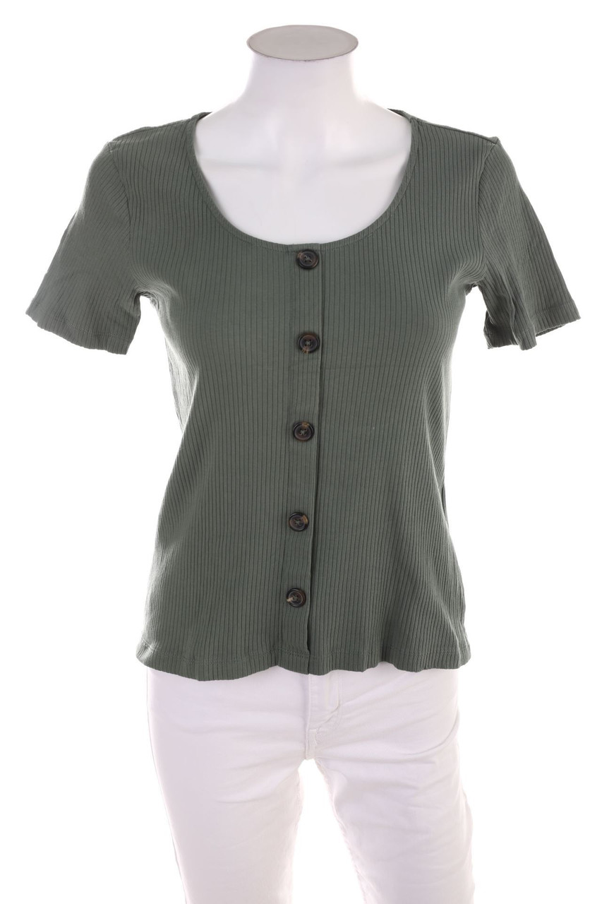 Ohne Label - Kurzarm-Shirt mit Knöpfen - D 34