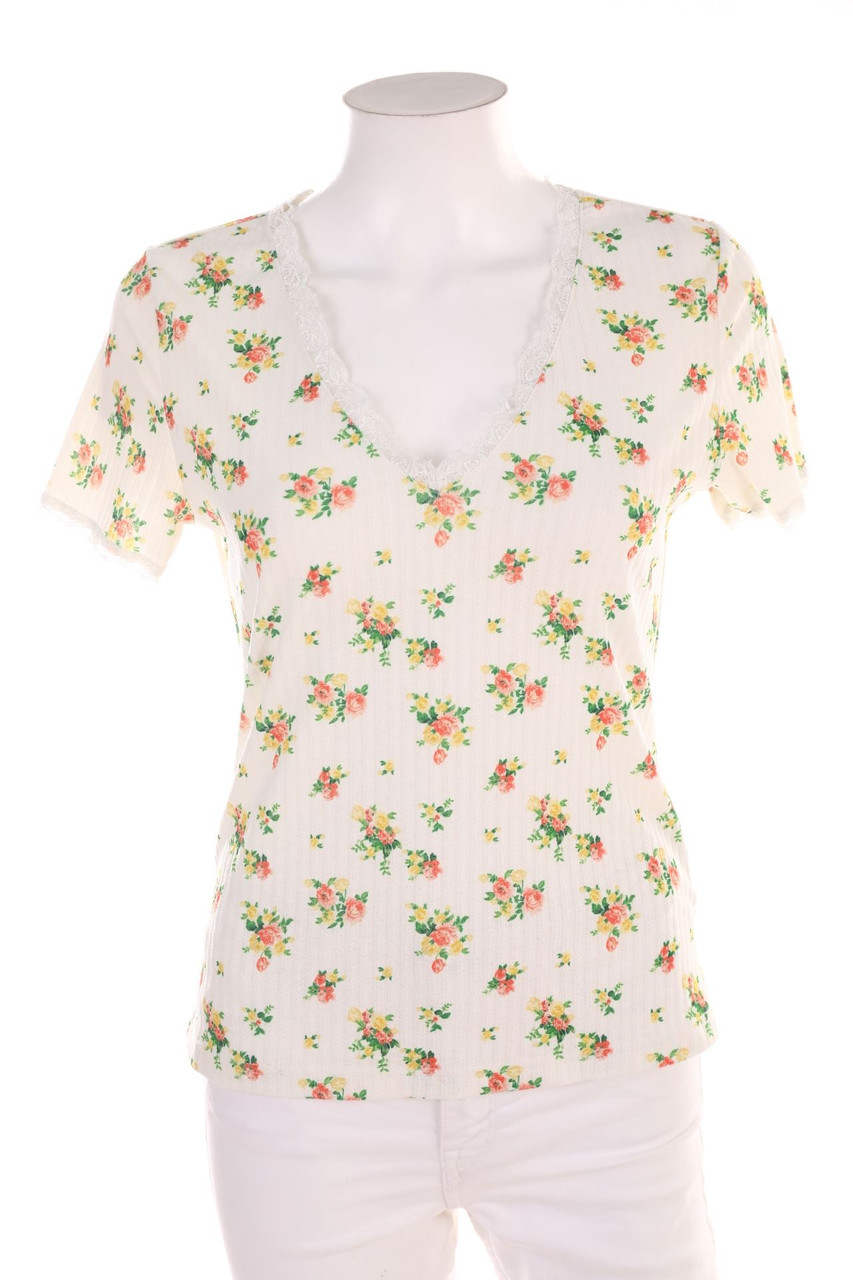 SHEIN - Kurzarm-Shirt mit floralem Muster - L