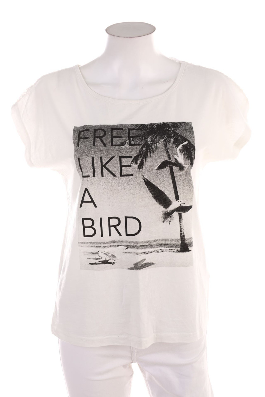 JEAN PASCALE - Kurzarm-Shirt aus Baumwolle mit Statement-Print - S
