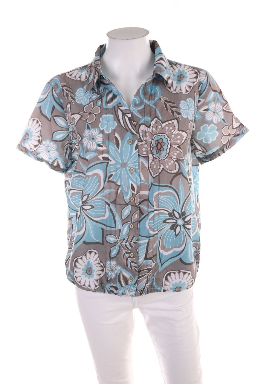 Ohne Label - Hemd-Bluse mit kurzem Ärmel mit floralem Muster - D 44