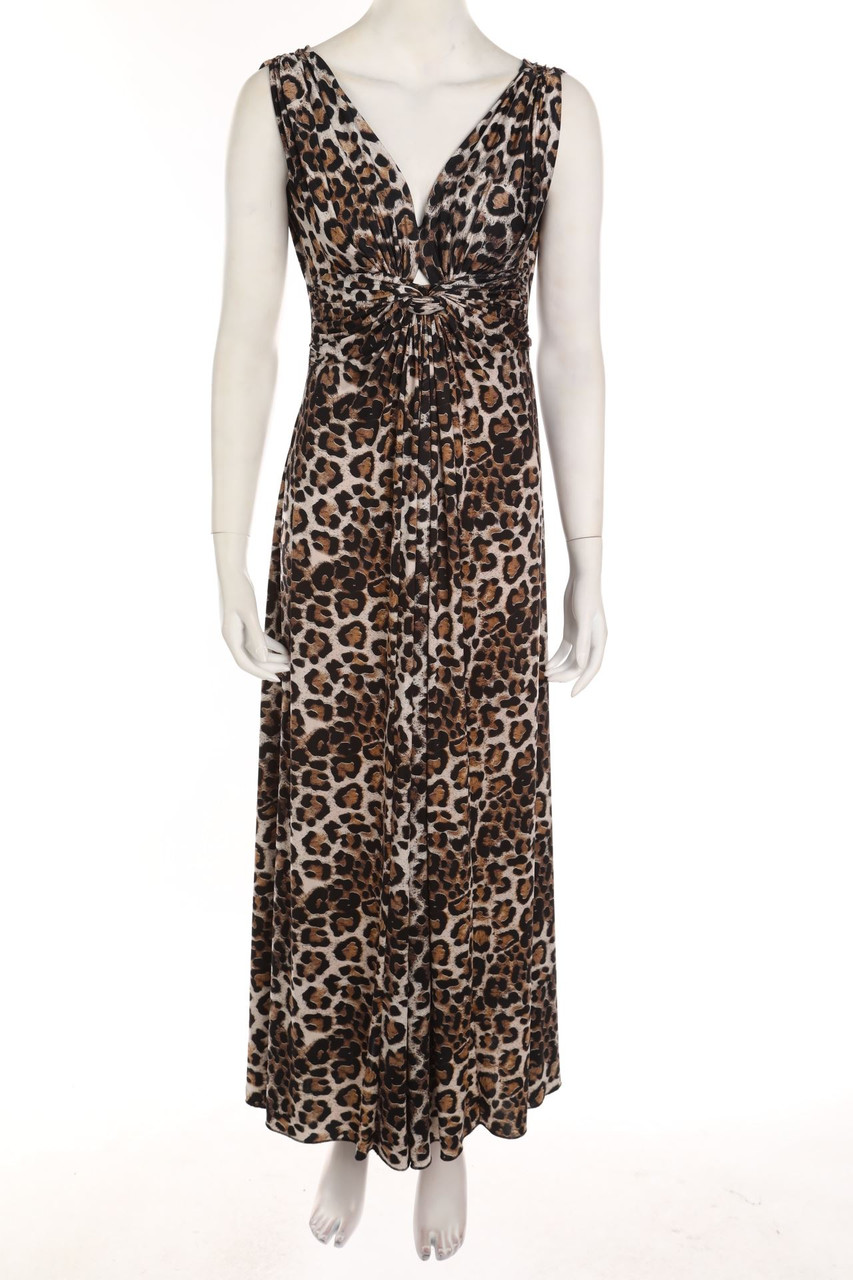 Ohne Label - Maxi-Kleid mit Leo-Print - L
