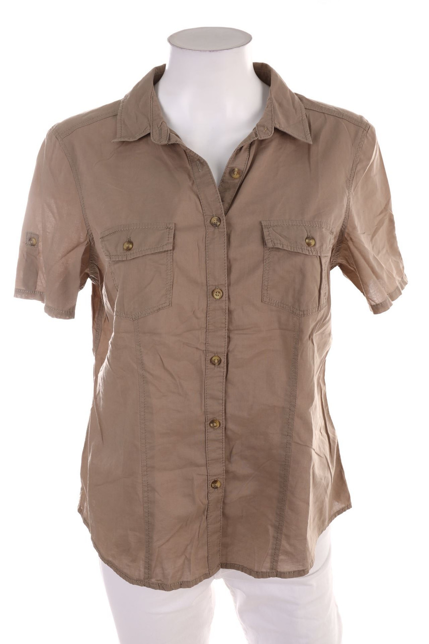 Ohne Label - Hemd-Bluse mit kurzem Ärmel mit aufgesetzten Taschen - D 40