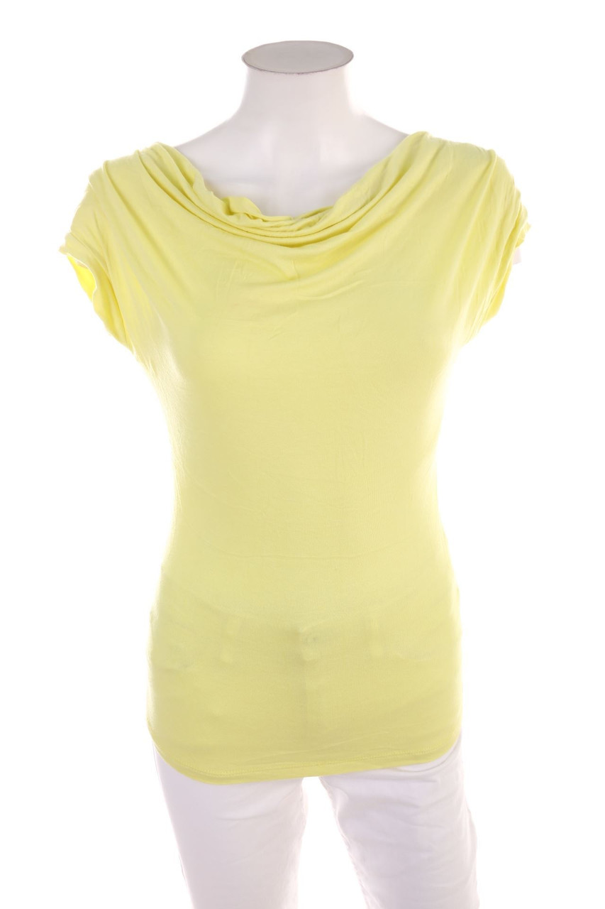 Ohne Label - Kurzarm-Shirt mit Wasserfall-Ausschnitt - D 34