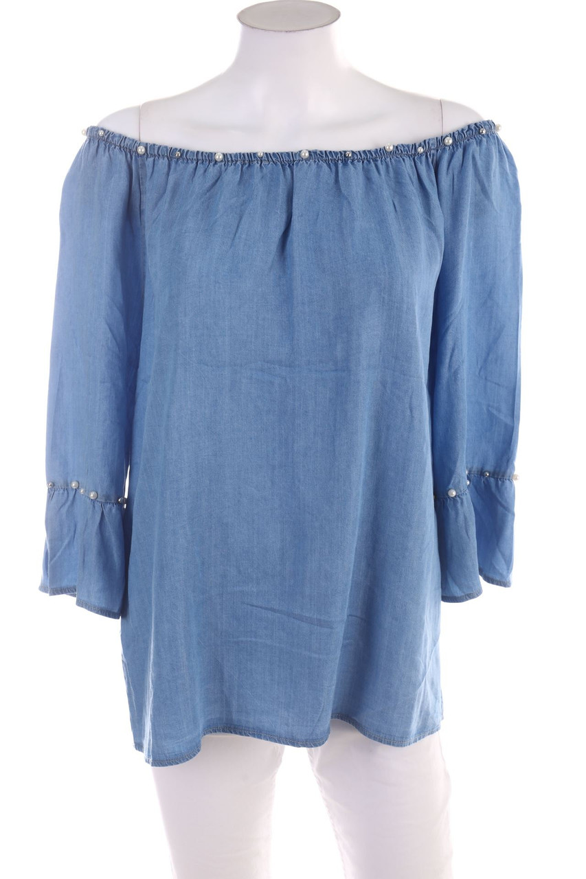 Ohne Label - Denim-Bluse mit 3/4-Ärmel - D 46-48