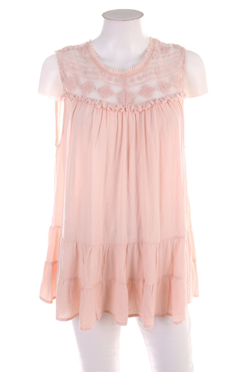 Ohne Label - Volants-Blusentop mit Spitze - D 44