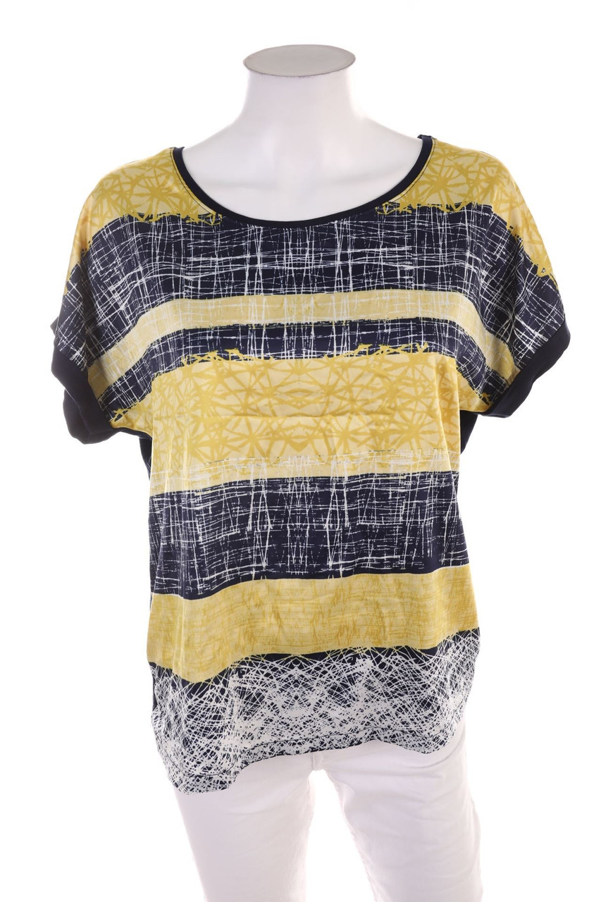 Ohne Label - Kurzarm-Bluse mit Streifen - D 42