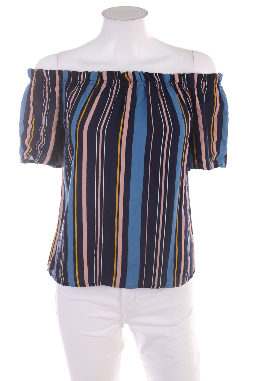 Ohne Label - Streifen-Carmen-Bluse - D 34