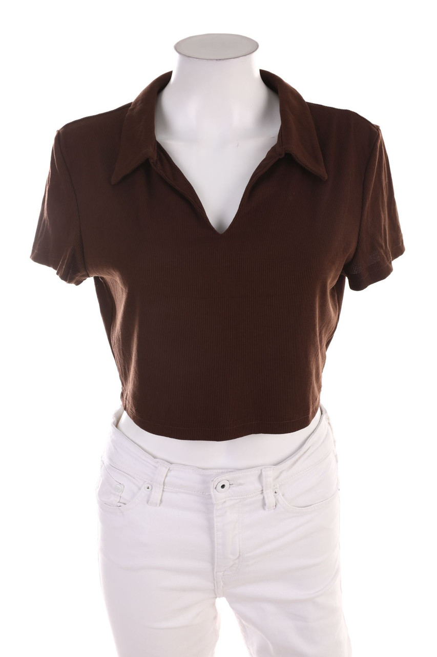 SHEIN - Cropped-Shirt mit Kragen - L