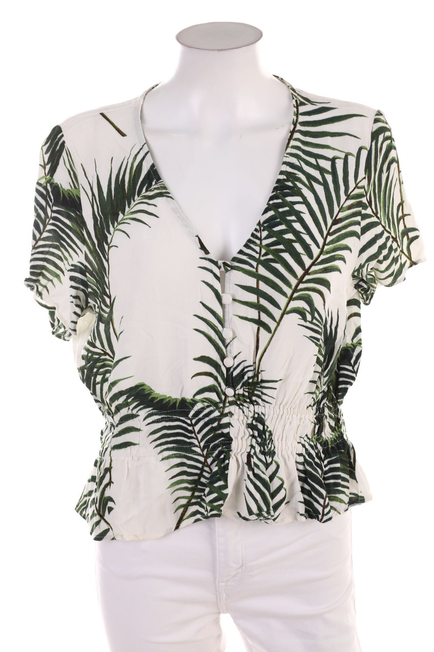 H&M - Kurzarm-Bluse mit floralem Muster - XL