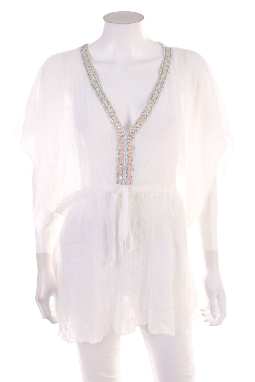 Ohne Label - Tunika-Bluse mit Pailletten - D 38-40