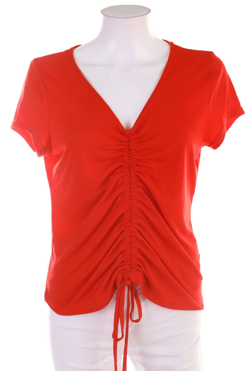 Ohne Label - Kurzarm-Shirt mit Raffungen - D 42