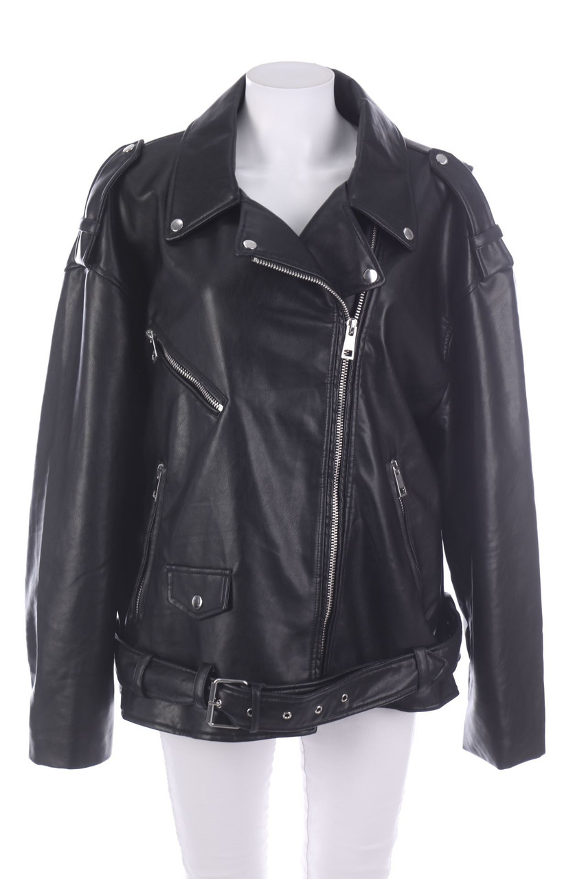 ZARA - Kunstlederjacke im Biker-Stil mit Gürtel - 2XL