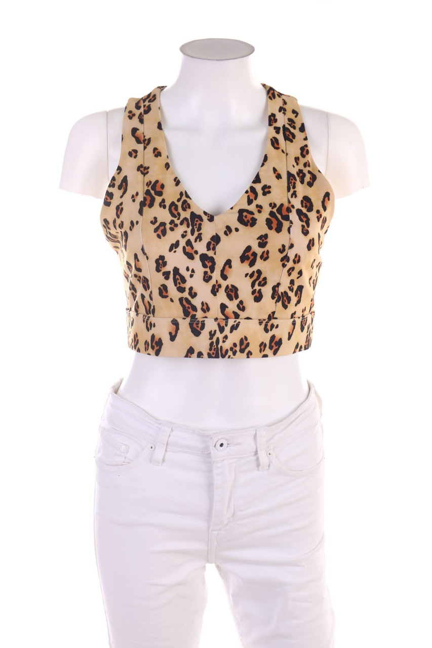 Ohne Label - Crop-Top mit Leo-Print - L