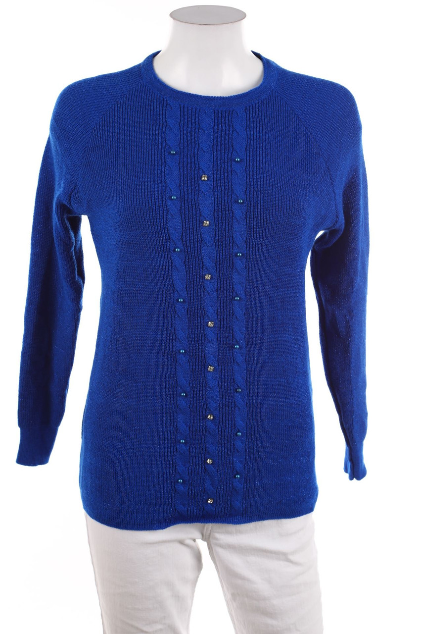 Ohne Label - Strick-Pullover mit Schmuckstein-Applikation - D 36