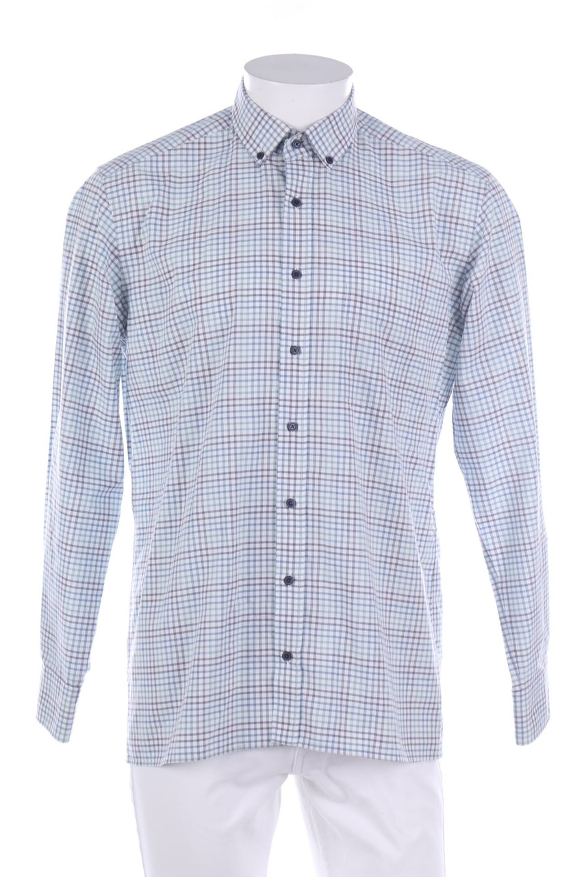 eterna - kariertes Button-down-Hemd - M