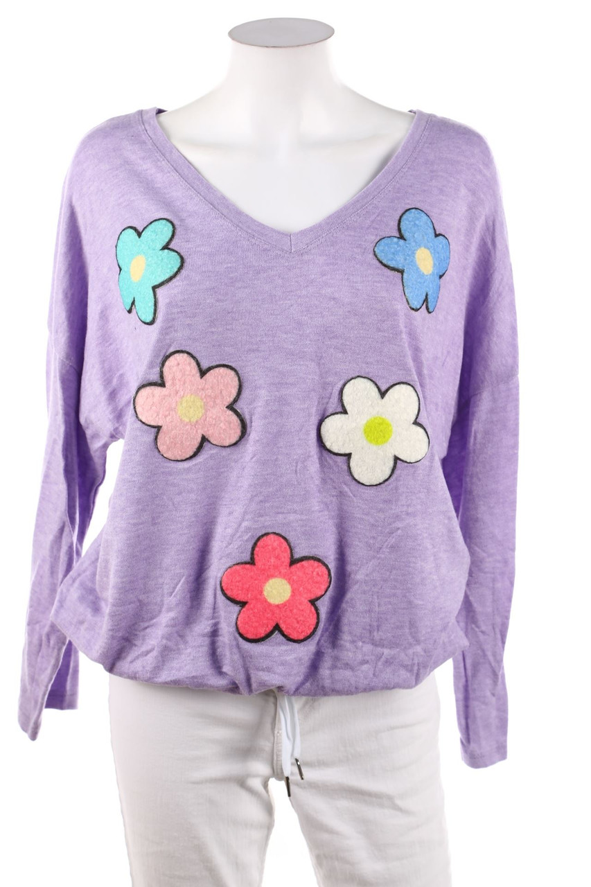 SECONDHAND - Strick-Pullover mit Stickereien - D 46