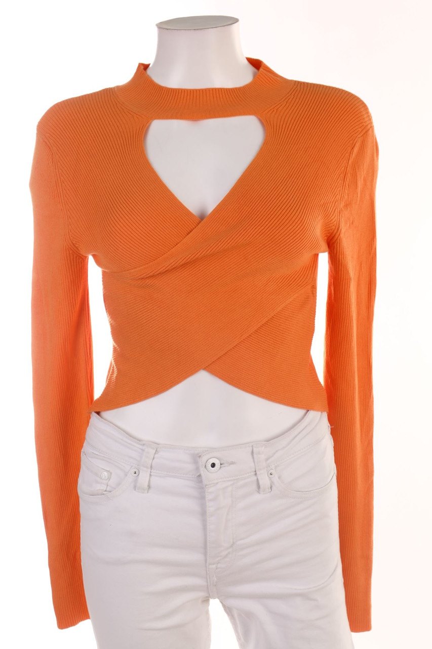 AMISU - Cropped-Longsleeve-Shirt mit Cut-out - M