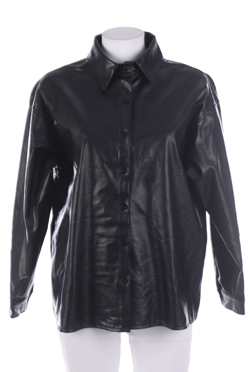 SECONDHAND - Faux Leather-Hemd-Bluse - S