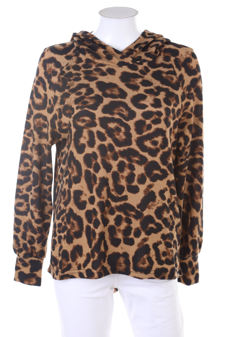 ONLY - Kapuzen-Pullover mit Leo-Print - M