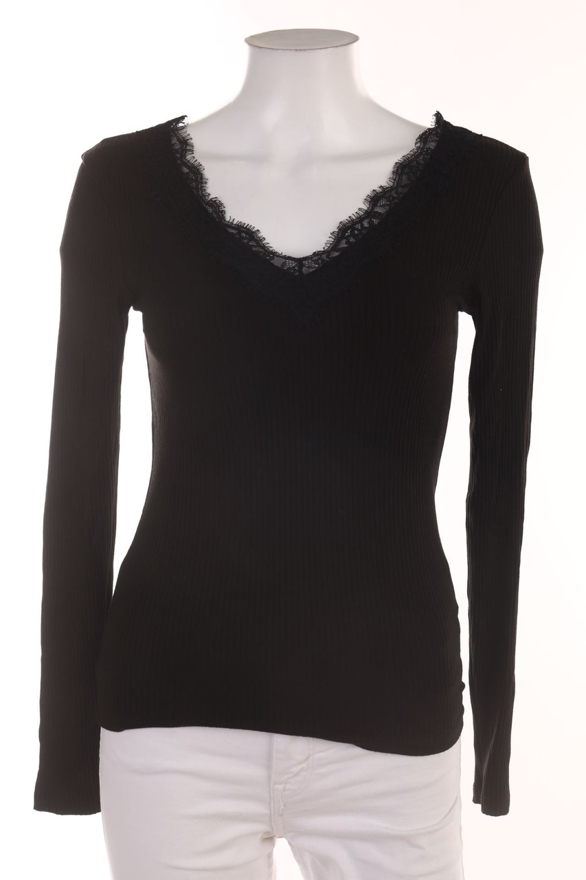 AMISU - Longsleeve-Shirt mit Spitze - S