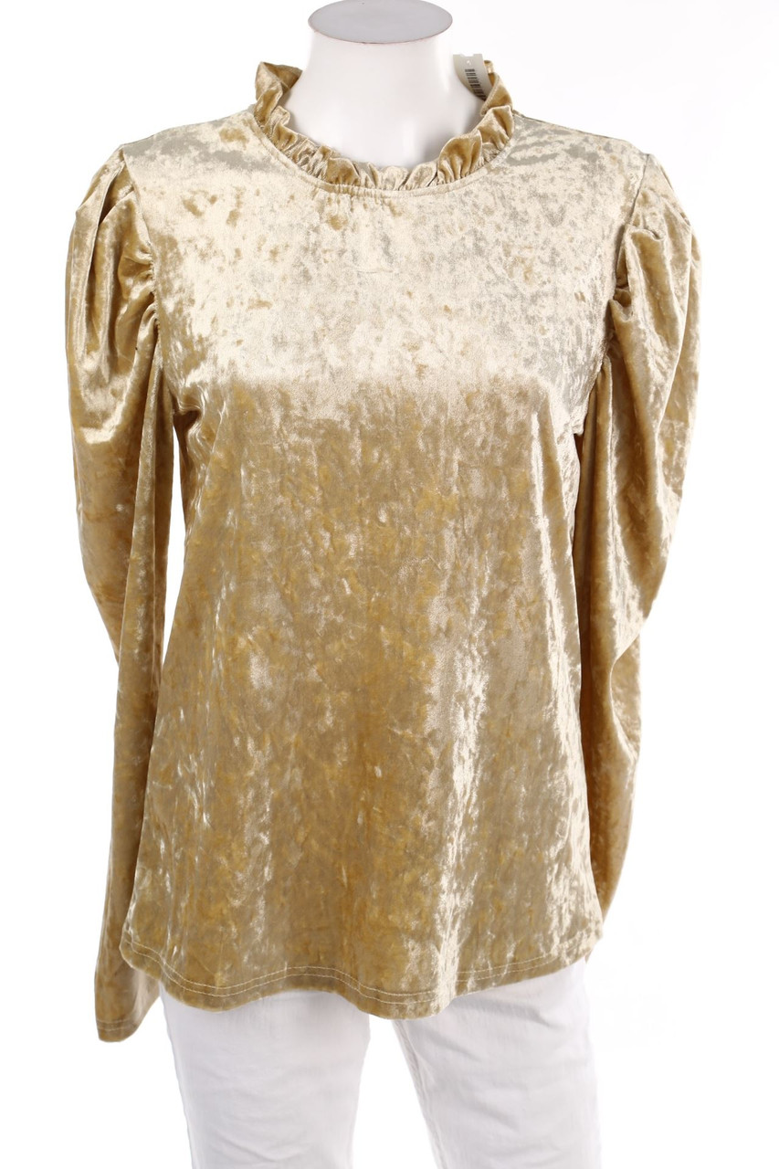 Ohne Label - Samt-Longsleeve-Shirt - S