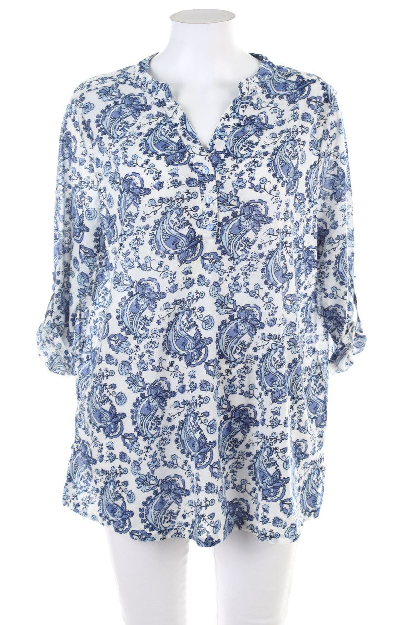 Janina - Bluse mit Krempel-Ärmeln - L